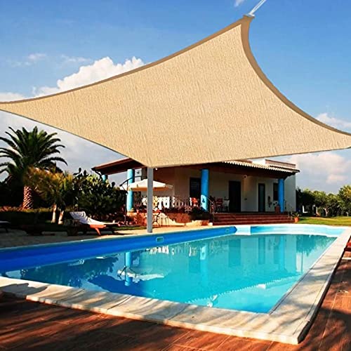 Premium HDPE Sun Shade Sail Canopy 10x10ft - UV Resistant & Tear Proof Outdoor Sunscreen Cover with Reinforced Ropes - Beige Rectangle Shade Cloth for Patio, Garden, Poolside and Backyard Relaxation