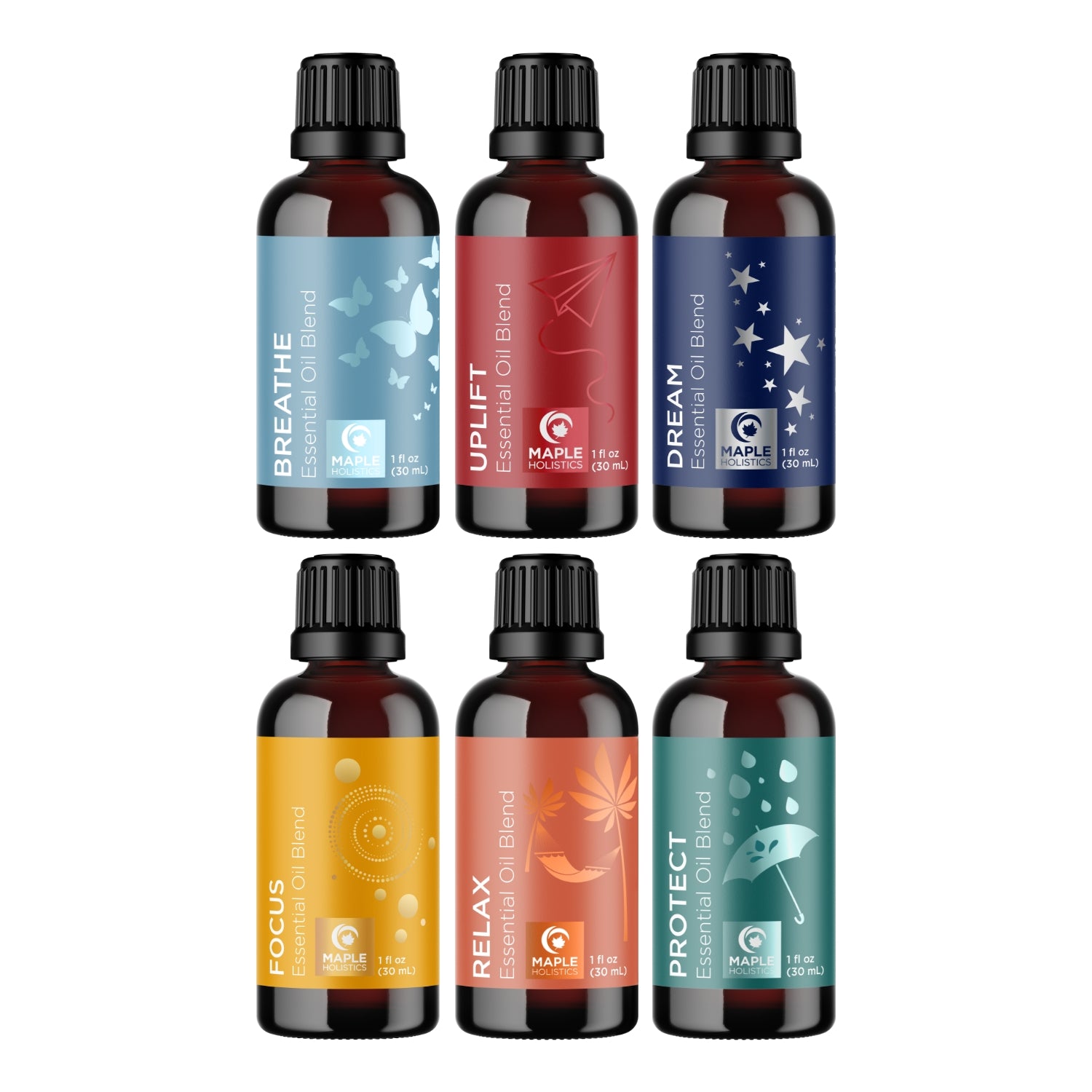6-Piece Essential Oil Blends Set for Aromatherapy, Relaxation & Home Diffuser - Lavender, Peppermint, Eucalyptus, Tea Tree, Lemon & Orange Oils