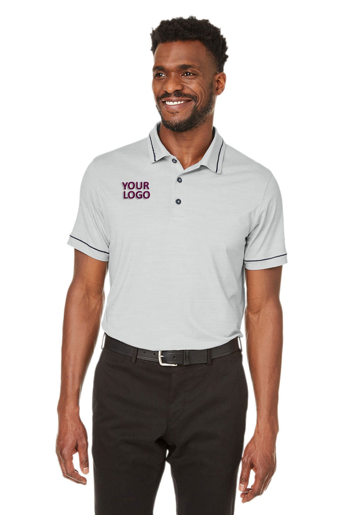 Custom Puma Men's Cloudspun Monarch Polo Shirt - Heather Navy Blazer Style - Breathable Performance Golf & Casual Wear