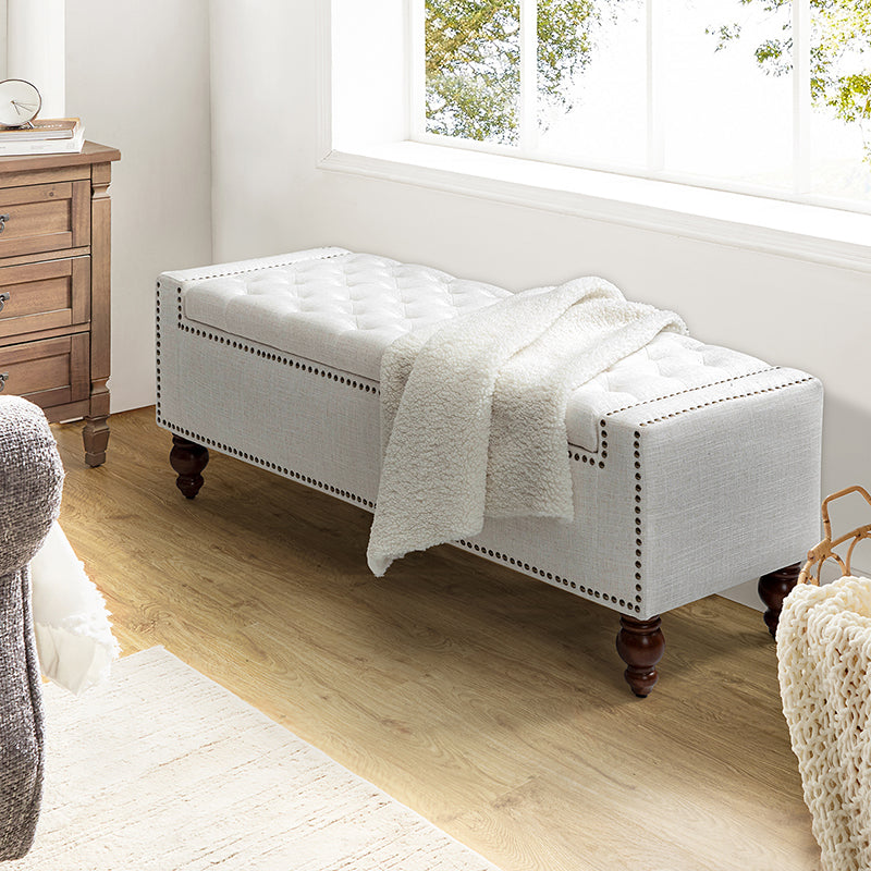 Eugen Upholstered Flip Top Storage Bench - Stylish Ottoman with Hidden Storage for Bedroom, Living Room & Entryway - Perfect for Seating, Storage & Home Decor