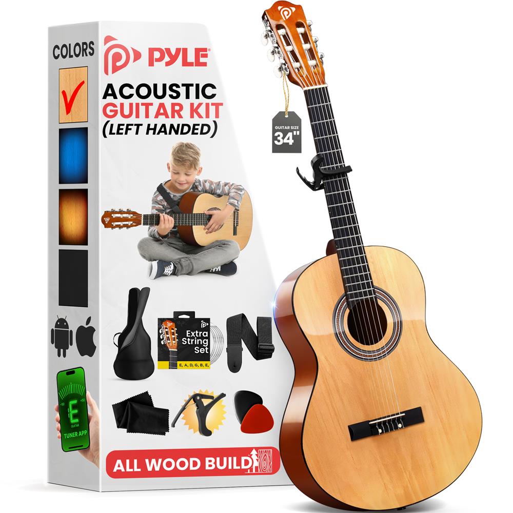 34’’ Acoustic Classic Guitar - Professional Full Size Steel String Guitar for Beginners & Adults - Perfect for Camping, Travel & Home Practice