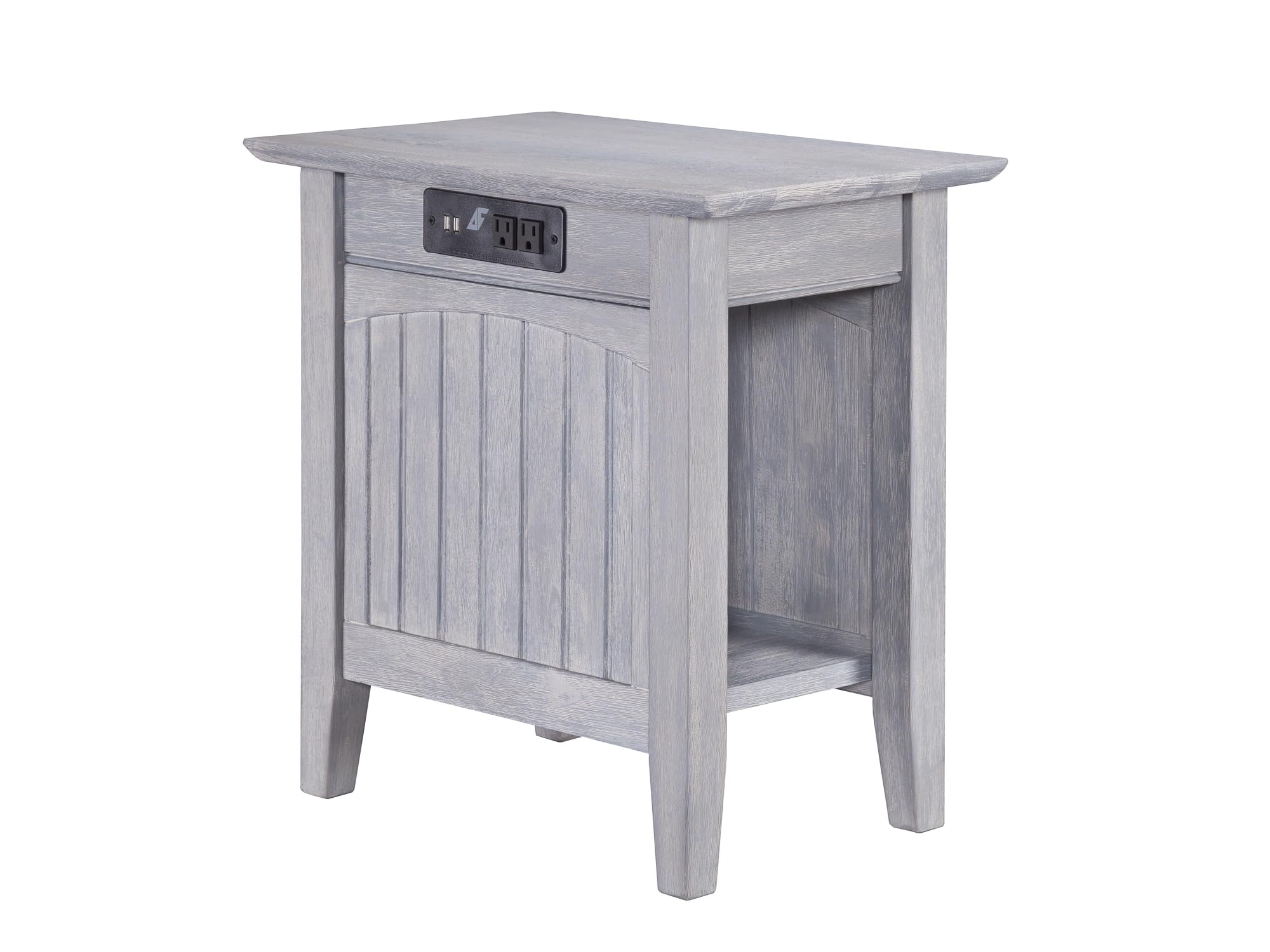 AFI Nantucket Chair Side Table with Built-in USB Charger - Driftwood Finish - Perfect for Patio, Deck, and Living Room Furniture Accessories