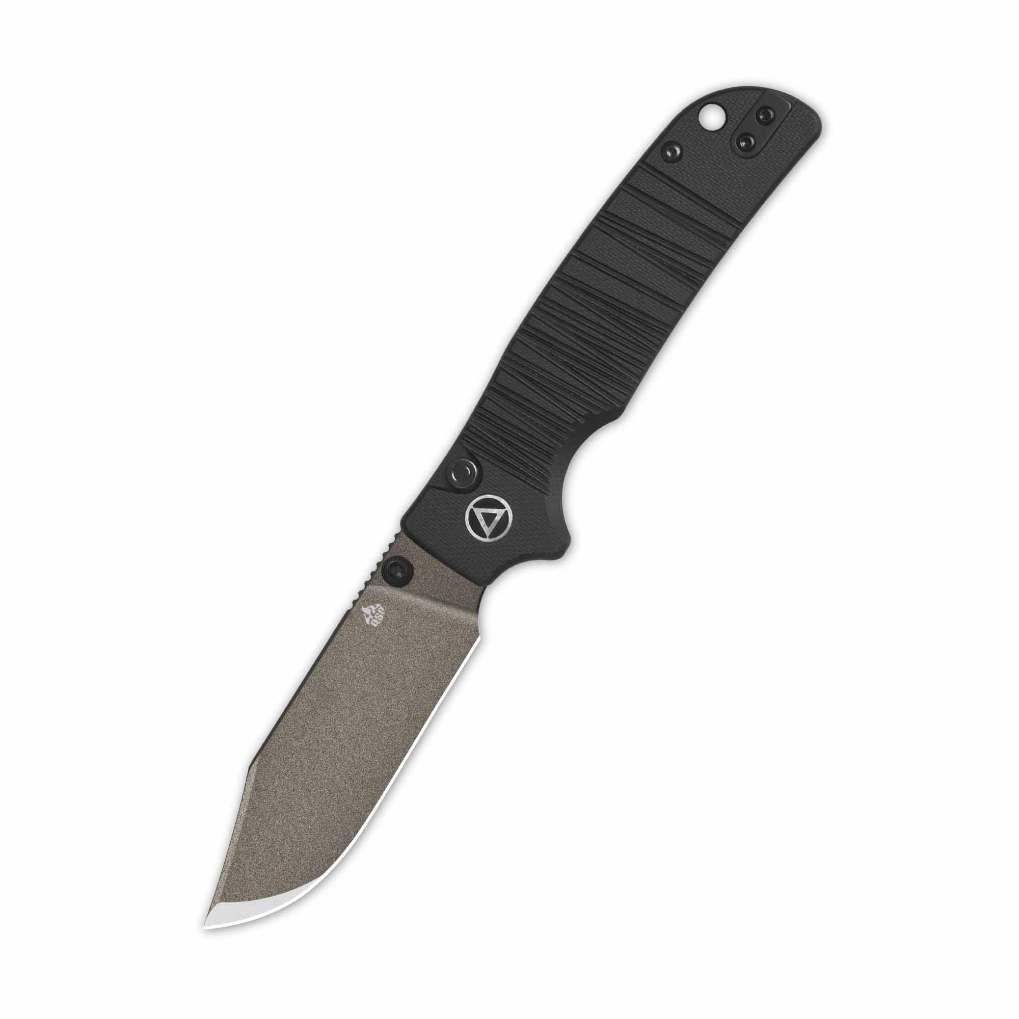QSP Kali Button Lock Pocket Knife - 14C28N Stainless Steel Blade with Black G10 Handle - EDC Folding Knife for Camping, Hiking & Outdoor Survival