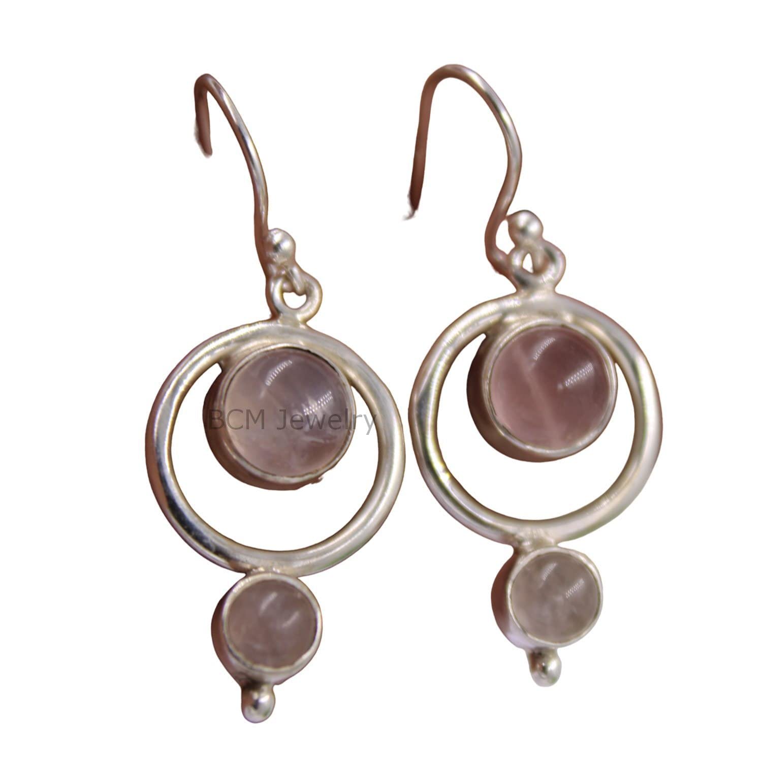 Handmade Fine Silver Rose Quartz Earrings for Women - Elegant Boho Jewelry Gift for Bridesmaids, Birthday & Anniversary | Made in Jaipur