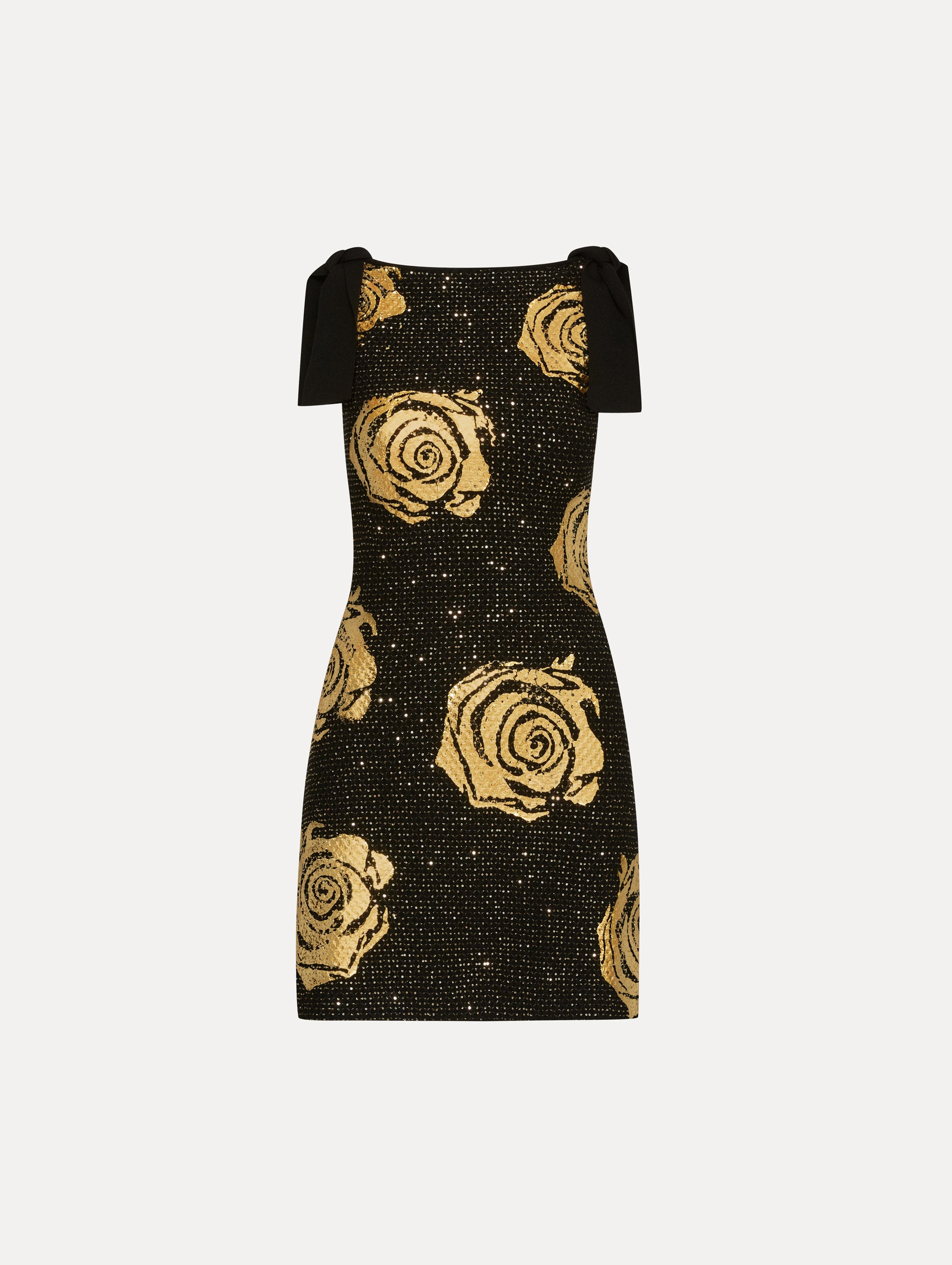 Elegant Gold Foil Rose Knit Dress for Women - Perfect for Date Nights, Parties & Special Occasions