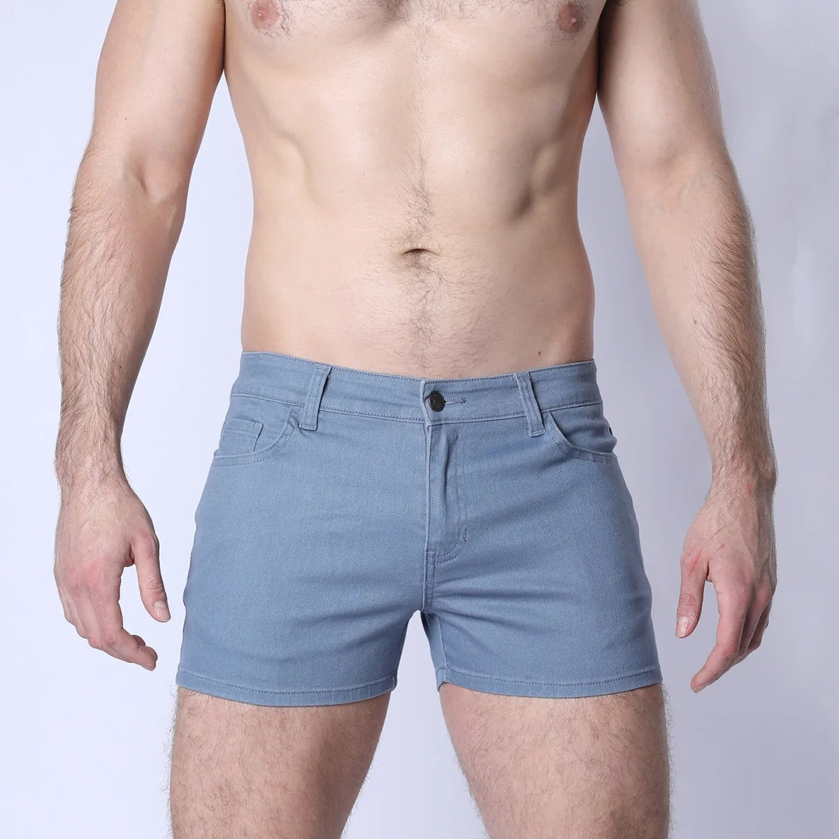 Timoteo Amalfi 3 Slim Fit Super Stretch Cotton Twill Shorts for Men - Blue Casual Summer Shorts | Perfect for Beach, Gym & Everyday Wear