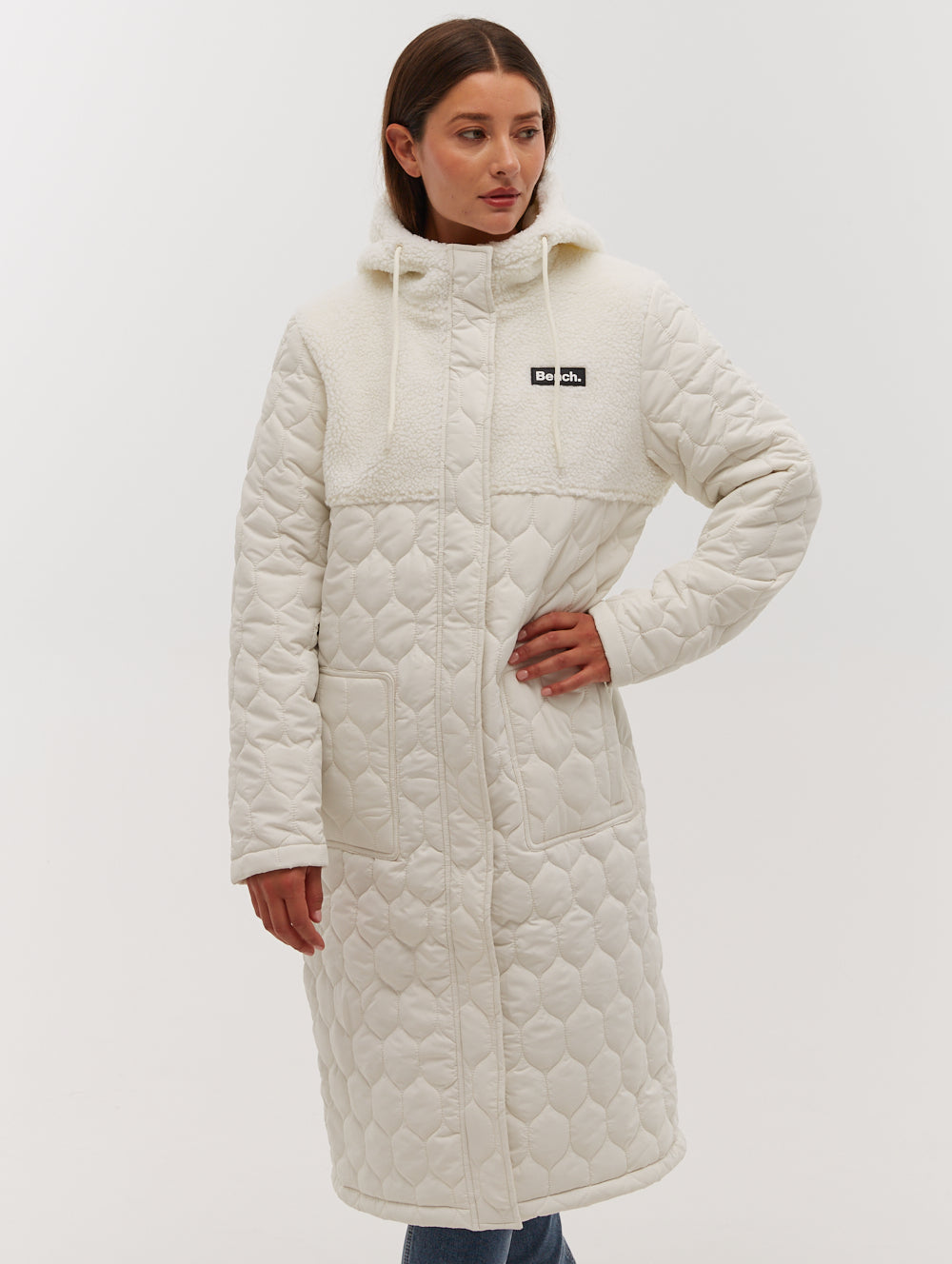 Lelah Honeycomb Quilted Longline Parka Jacket for Women - Winter Warm Coat with Hood, Water-Resistant Outerwear for Cold Weather - Perfect for Commuting, Travel & Outdoor Activities