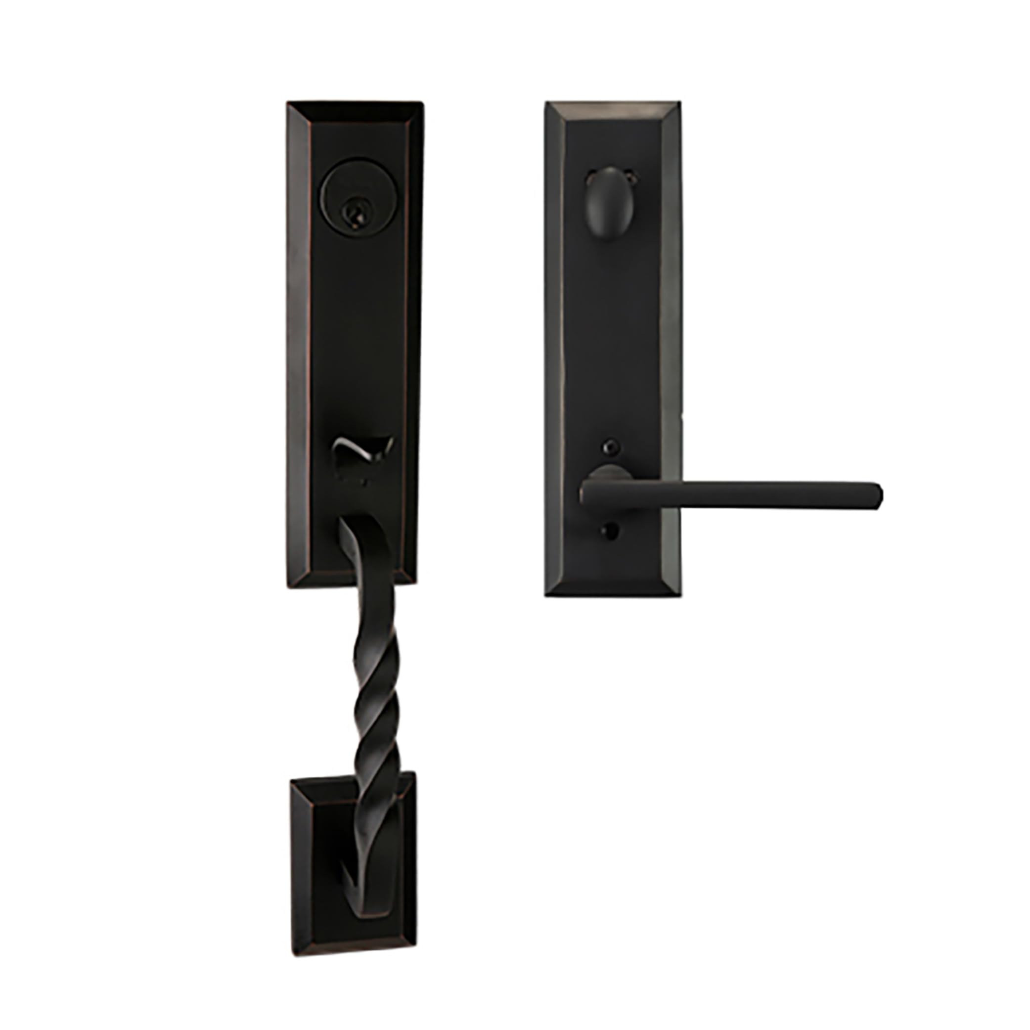 Delaney Hardware Bravura 915 Jacksonville Left-Handed Modern Lever Handleset with Charlotte Lever - Oil Rubbed Bronze Finish for Front Door & Entrance Door | Perfect for Contemporary Homes & Secure Entryways