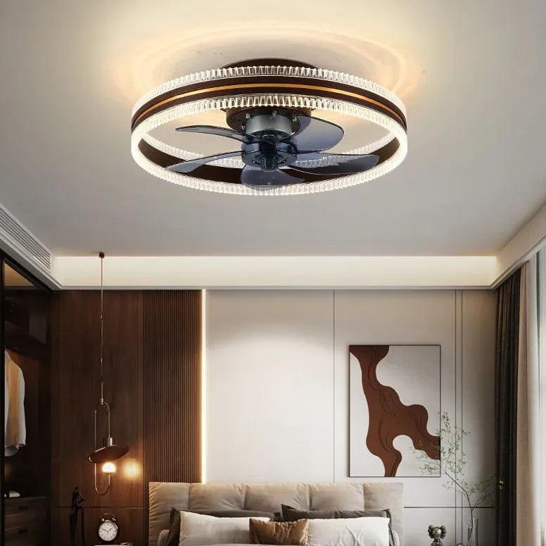 Modern Two Tone Ring Ceiling Fan with LED Light - Stylish Home Cooling & Lighting Solution for Living Room, Bedroom, or Patio