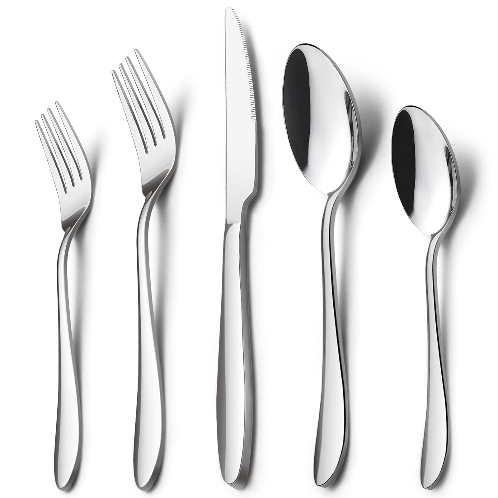 HaWare 40-Piece Stainless Steel Flatware Set for 8 - Mirror Polished Silverware Service with Knives, Spoons & Forks - Elegant Modern Tableware Cutlery - Dishwasher Safe - Perfect for Dinner Parties, Family Gatherings & Everyday Dining