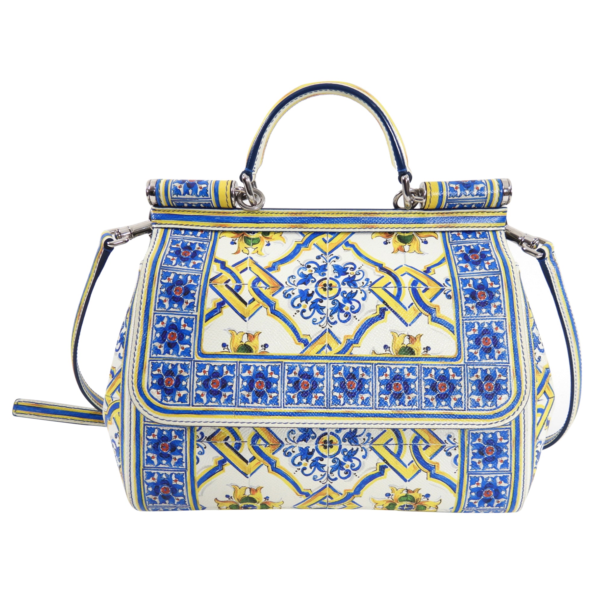 Dolce & Gabbana Medium Miss Sicily Majolica Tile Shoulder Bag - Elegant Italian Designer Handbag for Women, Perfect for Parties, Weddings & Special Occasions
