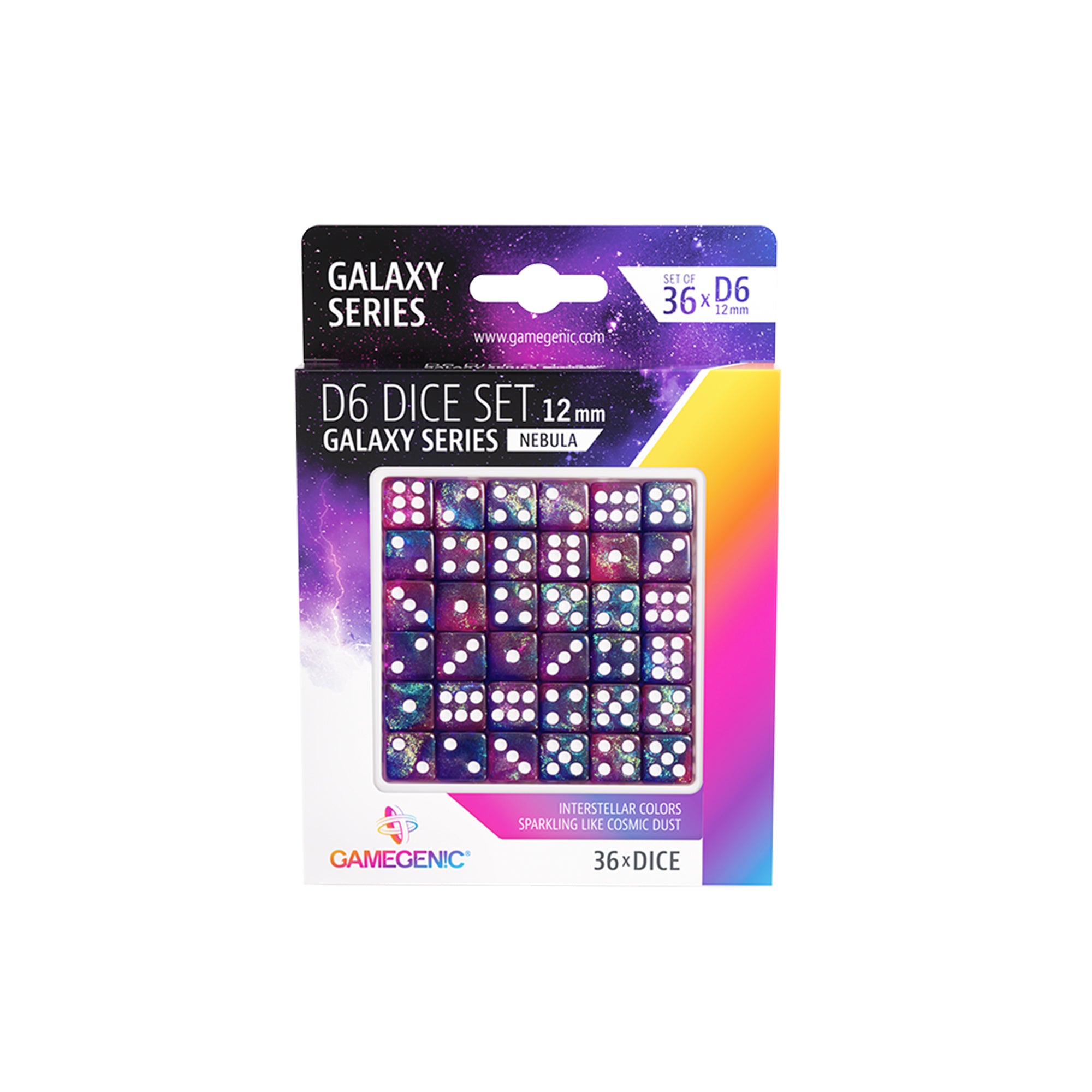 Premium Galaxy Series Nebula D6 Dice Set - 12mm (36 pcs) for Tabletop RPG, Dungeons & Dragons, Board Games & Collectors - Vibrant Cosmic Design