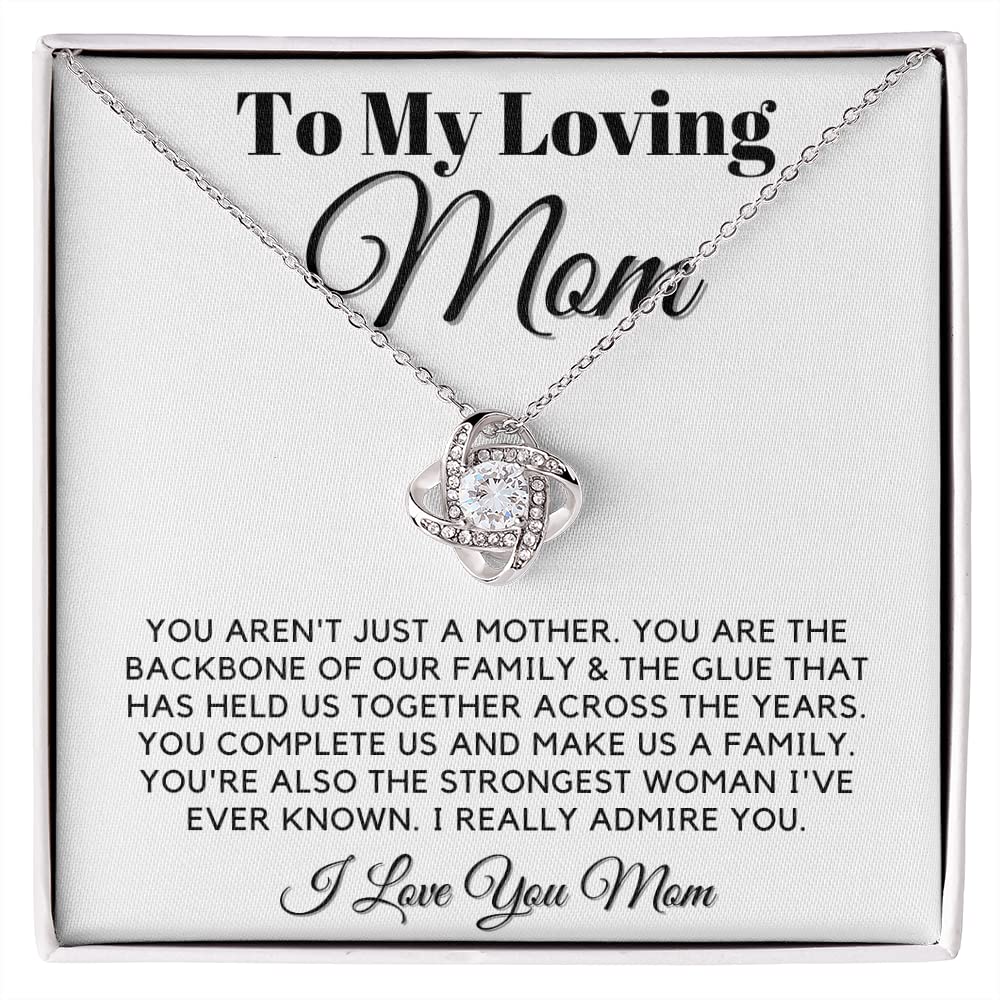 Mom Family Love Knot Necklace - Sterling Silver Heart Pendant for Women, Best Mother's Day Gift from Daughter or Son, Birthday Present for Mom, Grandma, Wife | Perfect for Anniversaries, Valentine's Day & Special Occasions