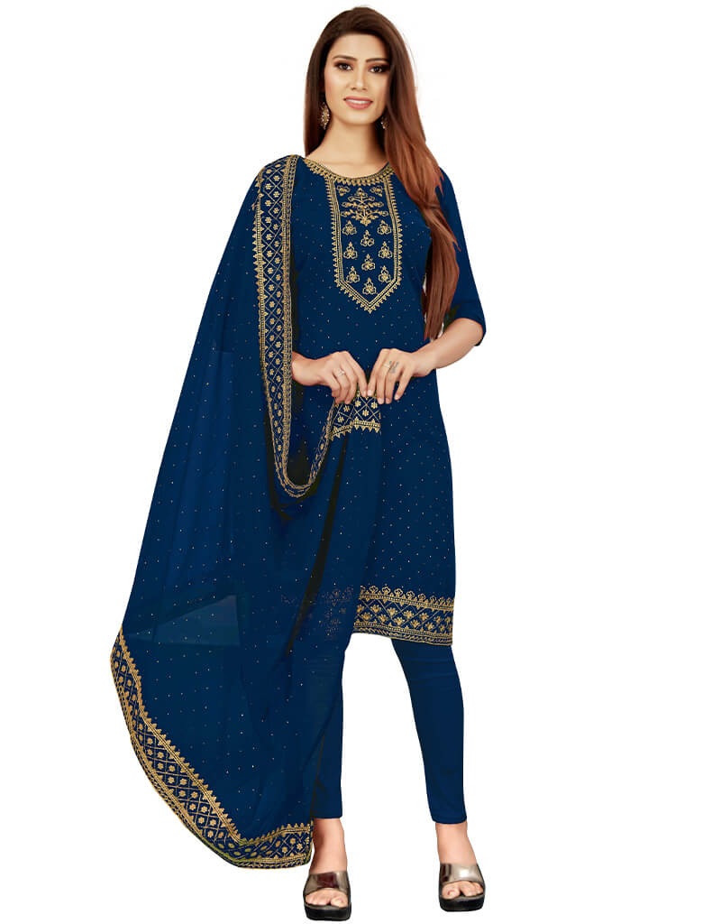 Elegant Blue Georgette Salwar Suit for Women - Traditional Indian Ethnic Wear for Weddings, Festivals & Special Occasions