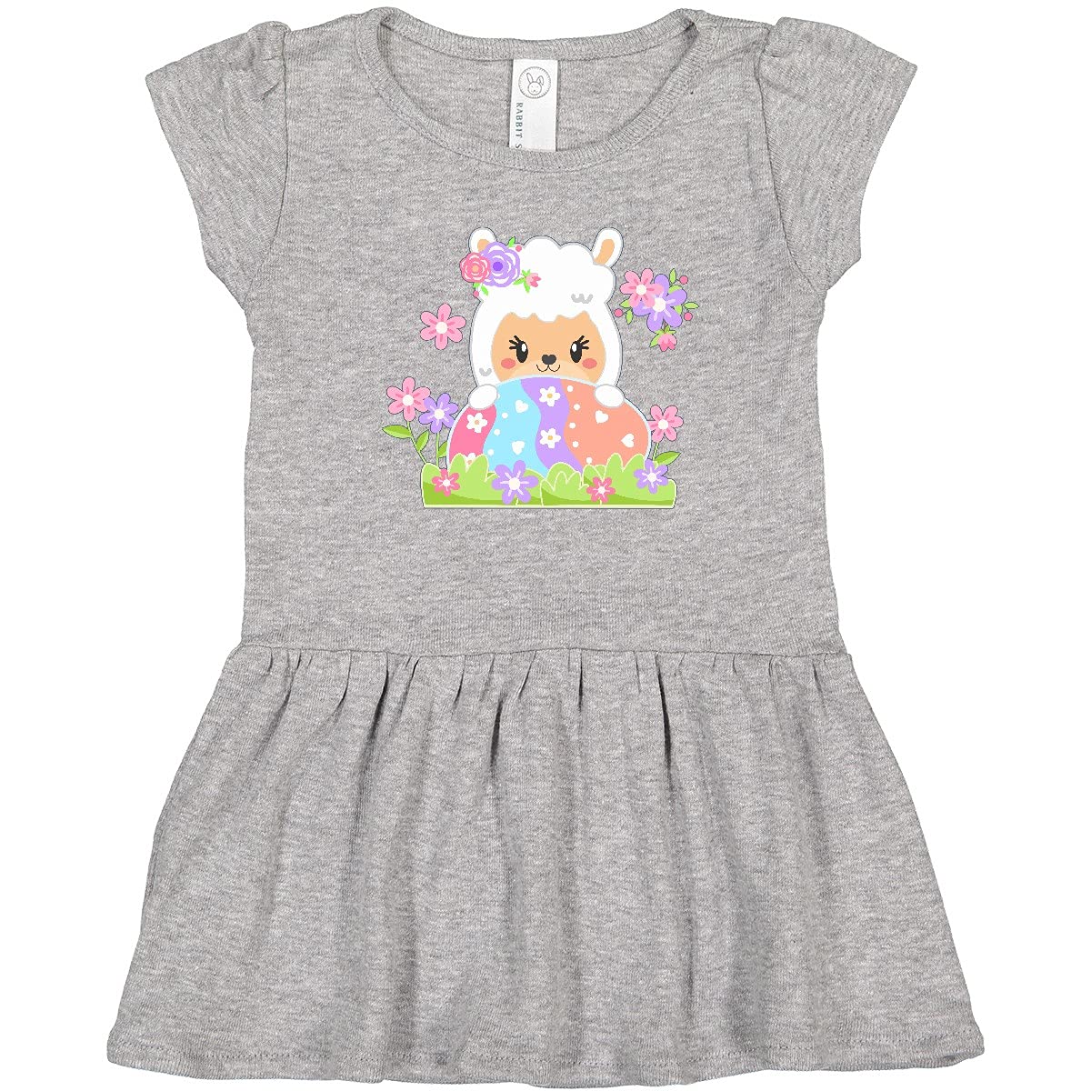 Inktastic Cute Easter Llama with Spring Flowers and Egg Toddler Dress - Adorable Baby Girl Outfit for Easter Sunday, Spring Photoshoot & Family Gatherings