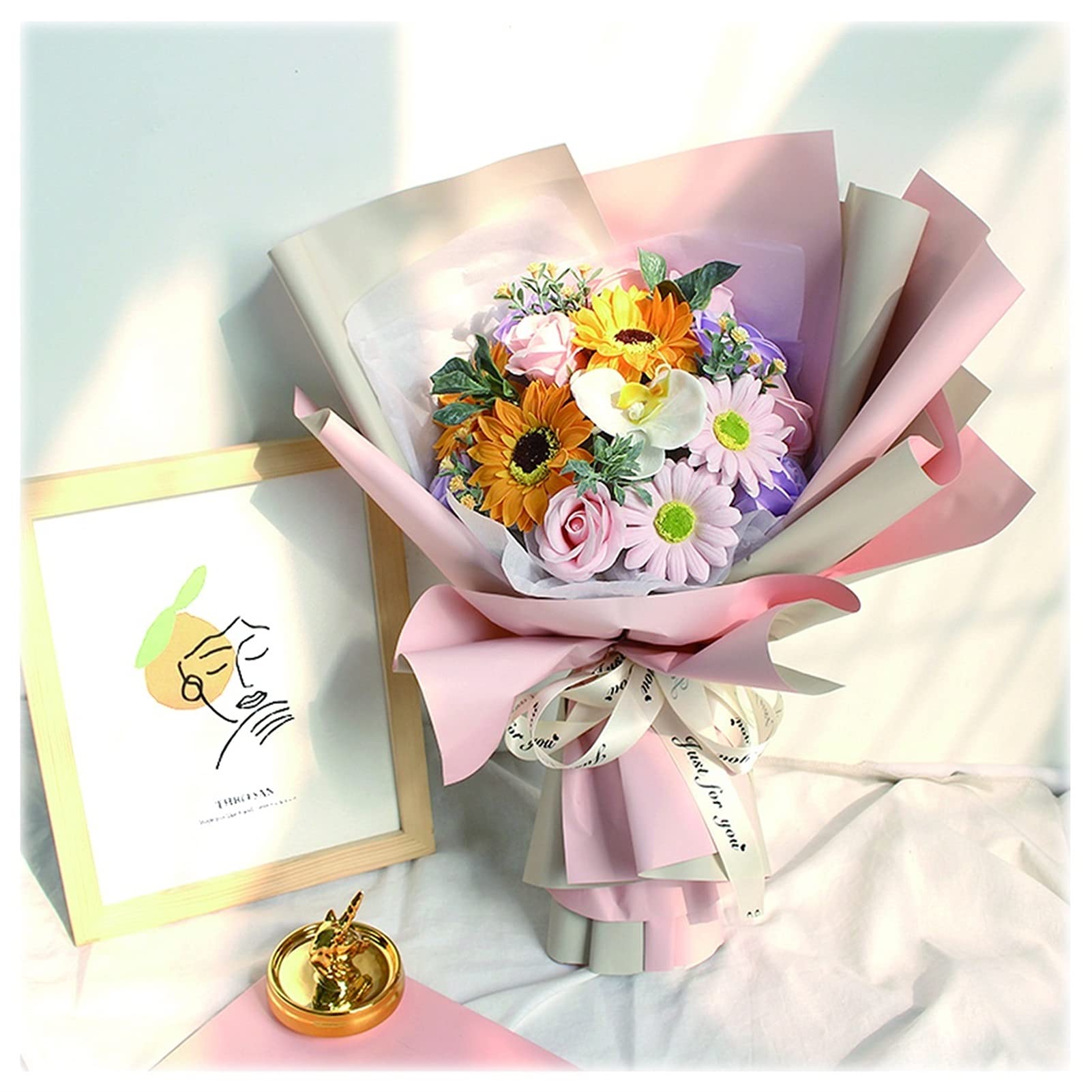 Artificial Sunflower Flowers - Realistic Fake Sunflowers for Home Decor, Wedding Centerpieces, Photo Props, Office & Living Room Display - Perfect Gift for Friends, Teachers (Pink) - Ideal for Parties, Events & DIY Crafts