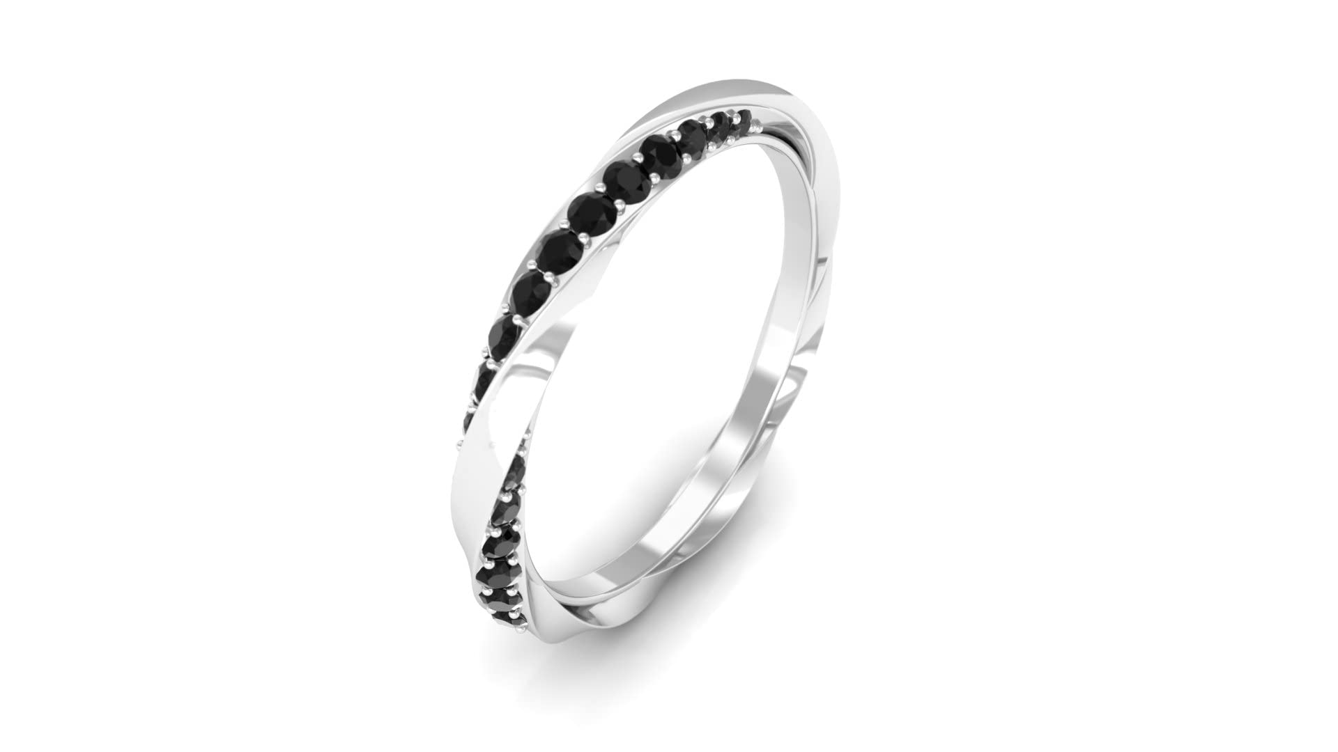 1/2 CT Black Spinel Half Eternity Ring - 14K Gold Twisted Band for Women, Elegant Semi Eternity Wedding Band, Anniversary Gift for Her | Perfect for Engagements, Weddings & Special Occasions