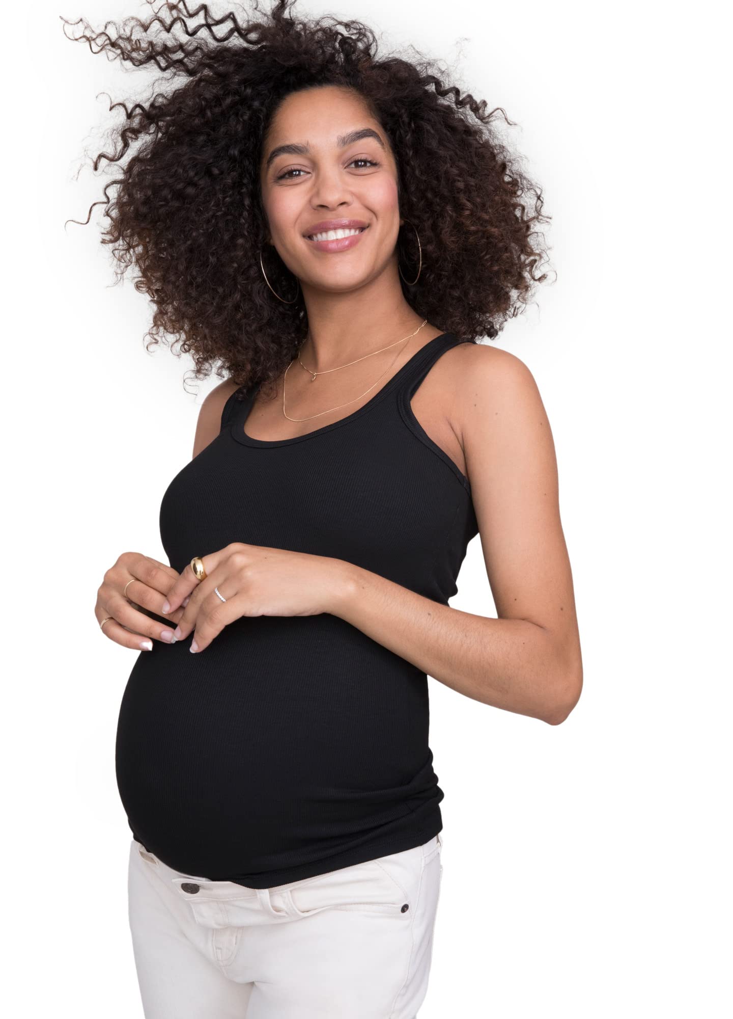 HATCH Collection Maternity Ribbed Tank Top - Flattering Fit, Soft & Stretchy Fabric for Pregnancy Comfort - Perfect for Layering Under Cardigans or Wearing Solo During All Trimesters