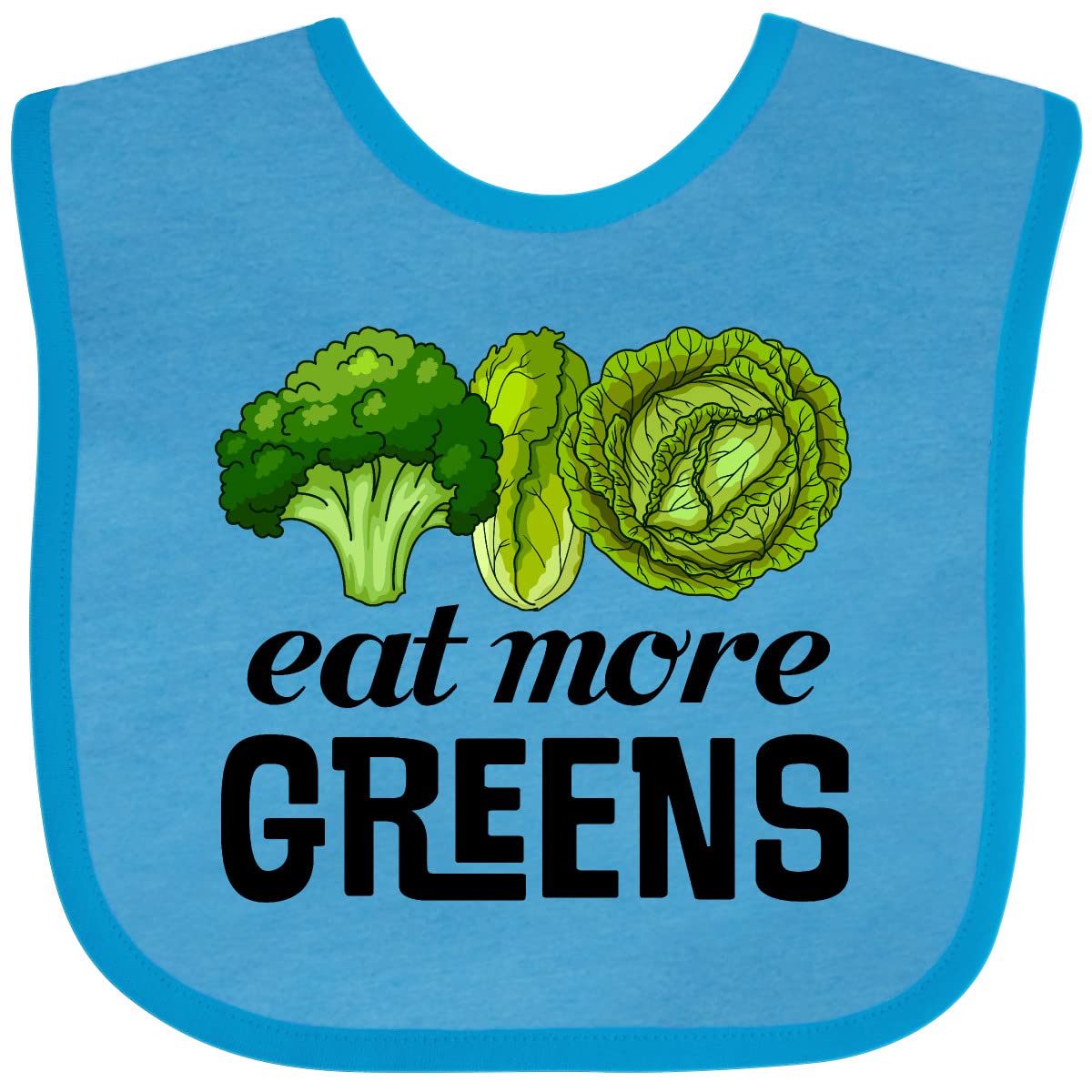 Inktastic Eat More Greens Broccoli Cabbage Baby Bib - Adorable Organic Cotton Bib for Babies & Toddlers - Perfect for Mealtime, Feeding, and Messy Play - Cute Vegetable-Themed Gift for New Parents