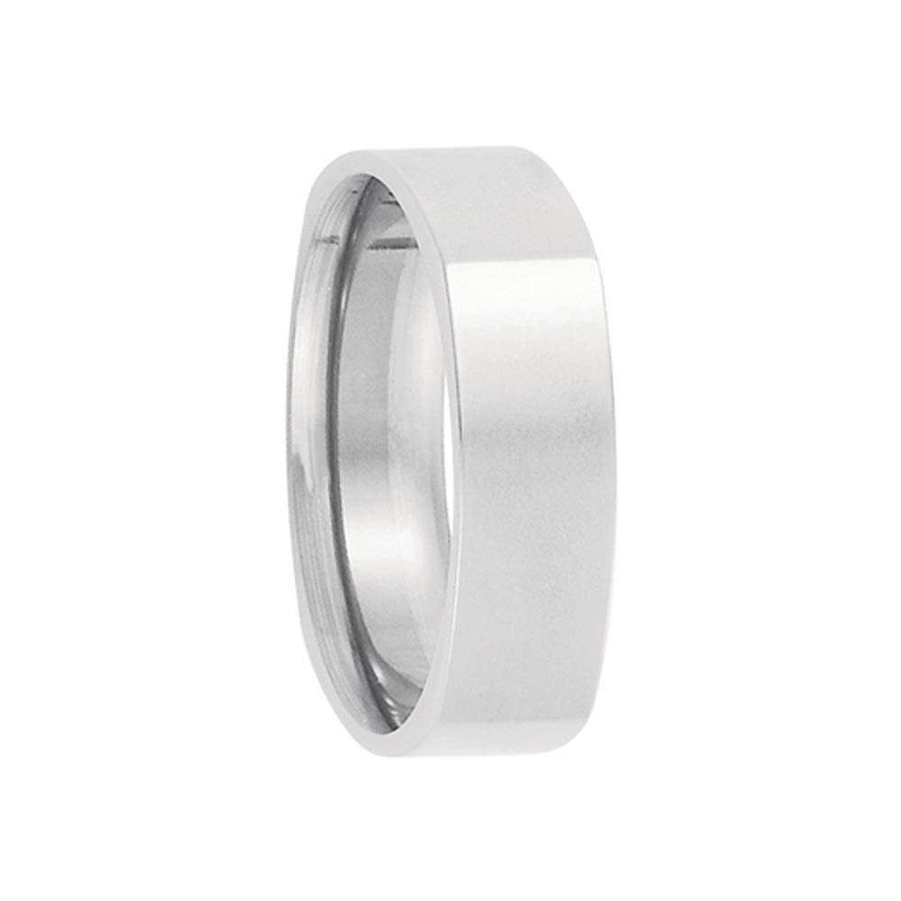 14k White Gold 6mm Square Comfort Fit Polished Band - Wedding & Anniversary Jewelry