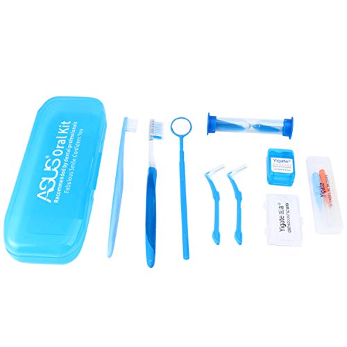 EXCEART 10pcs Dental Care Kit - Interdental Cleaner Brush, Toothbrush Timer, Oral Mirror for Deep Cleaning - Perfect for Home & Travel Oral Hygiene (Blue)
