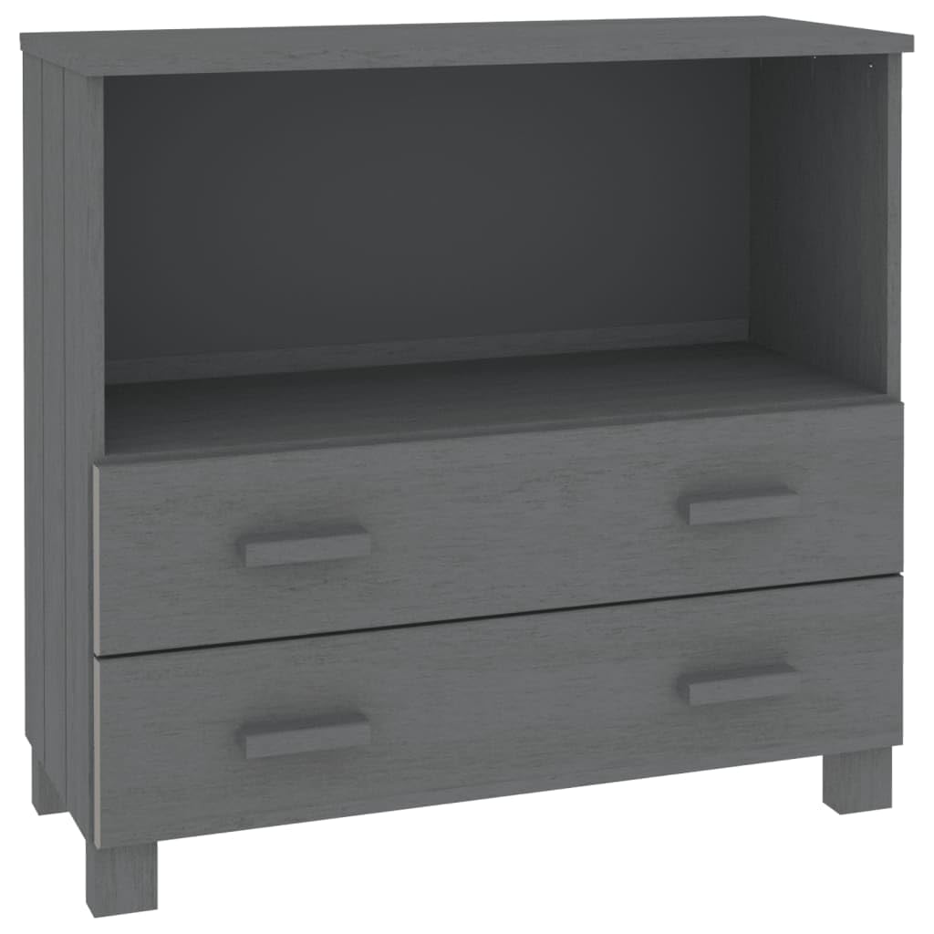 vidaXL HAMAR Solid Wood Sideboard in Dark Gray - Spacious Storage Cabinet with 1 Open Compartment & 2 Drawers - Perfect for Living Room, Dining Room, or Entryway Storage & Display