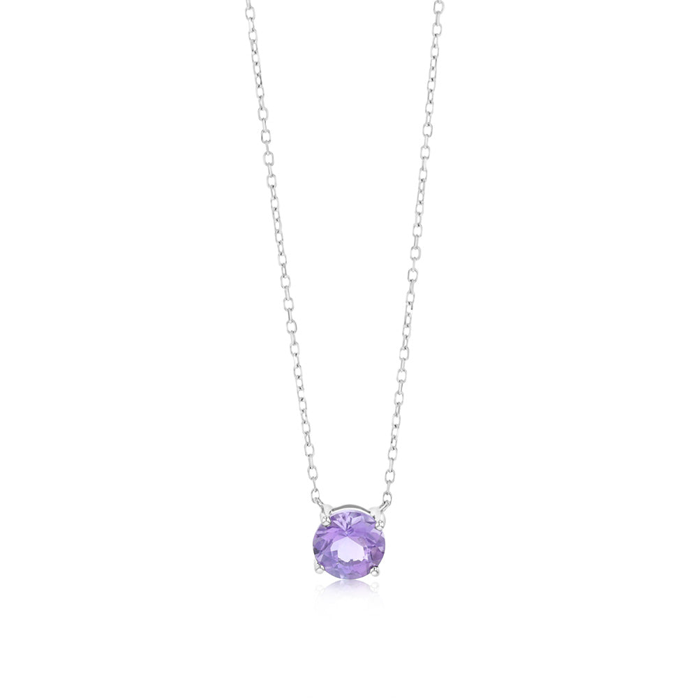 0.76 Carat Natural Amethyst Pendant Necklace with 45cm 9ct White Gold Chain - Elegant Jewelry Gift for Women, Perfect for Weddings, Anniversaries & Special Occasions