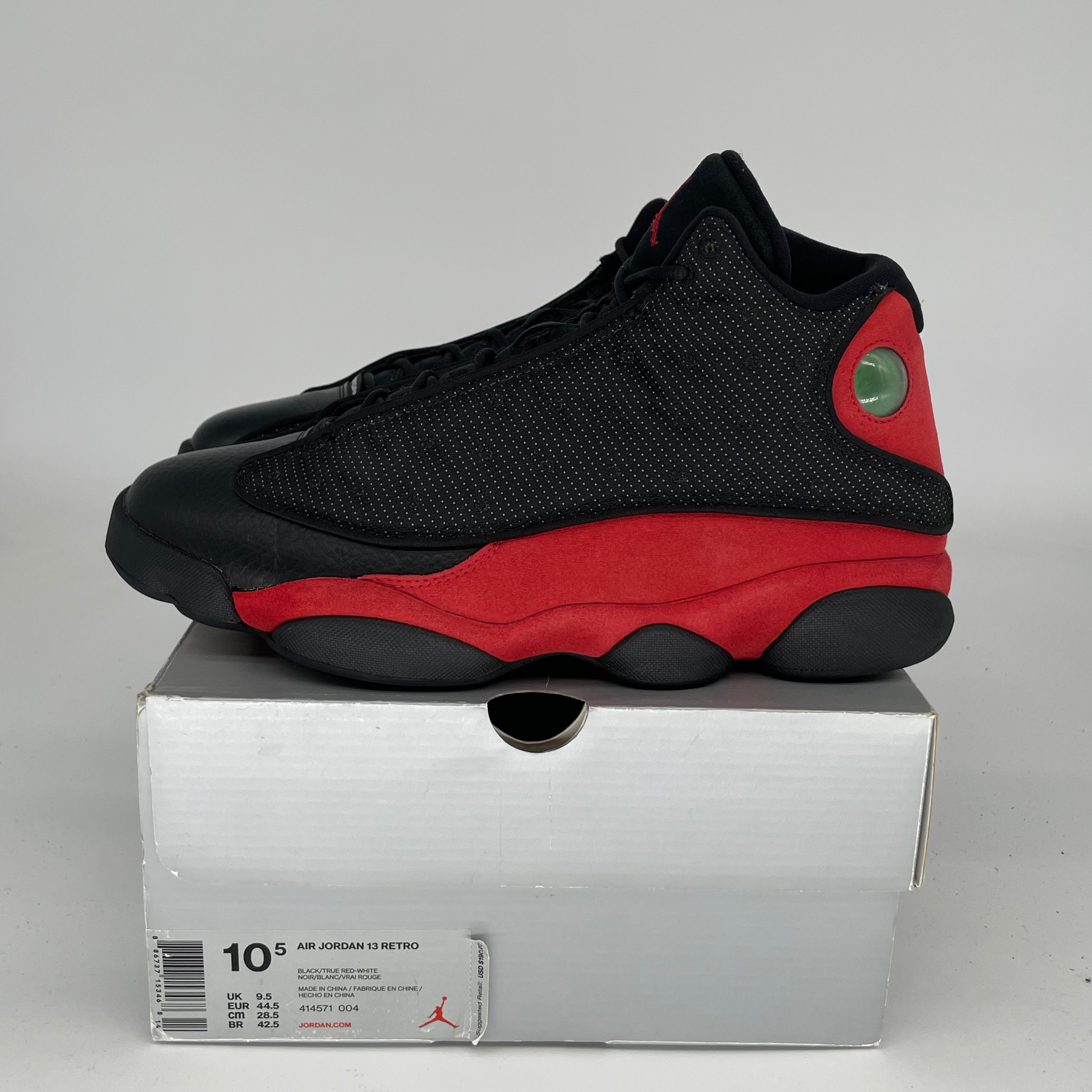 Original Air Jordan 13 Retro 'Bred' Men's Basketball Shoes Size 10.5 (414571-004) - Perfect for Streetwear & On-Court Performance