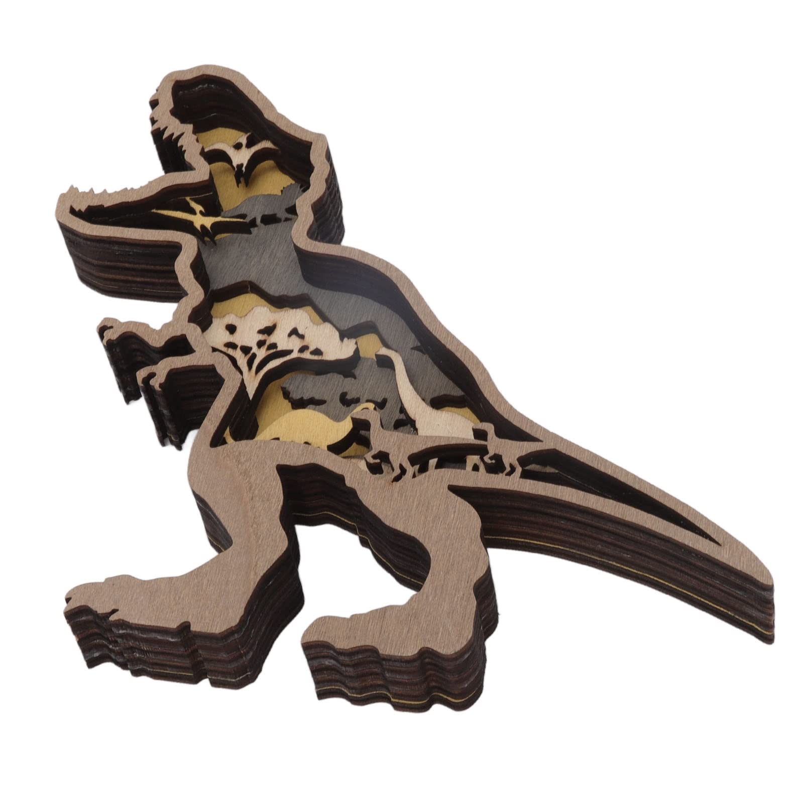 Premium Hand-Carved Wooden Dinosaur Ornament - Tyrannosaurus Rex Home Decor for Living Room, Bar & Cafe - Unique Rustic Dinosaur Sculpture for Shelf Display, Gift & Themed Party Decoration