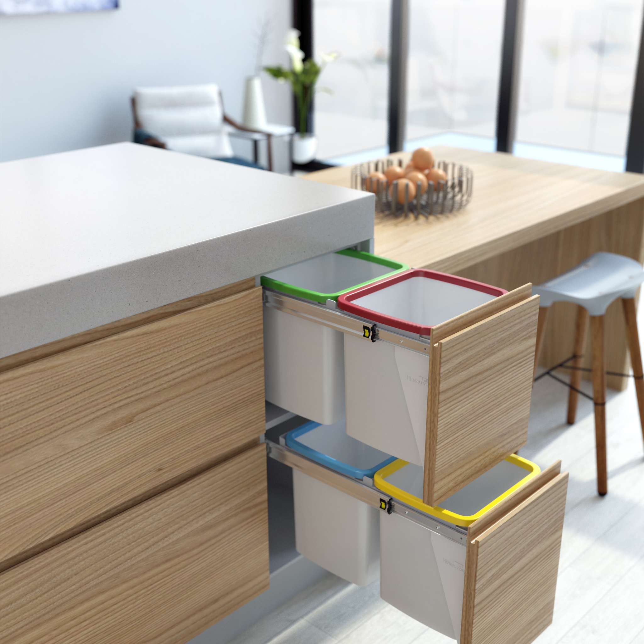 Hideaway Colored Liner Holders for Trash Cans - Discreet Waste Bin Accessories for Kitchen, Bathroom & Office Organization