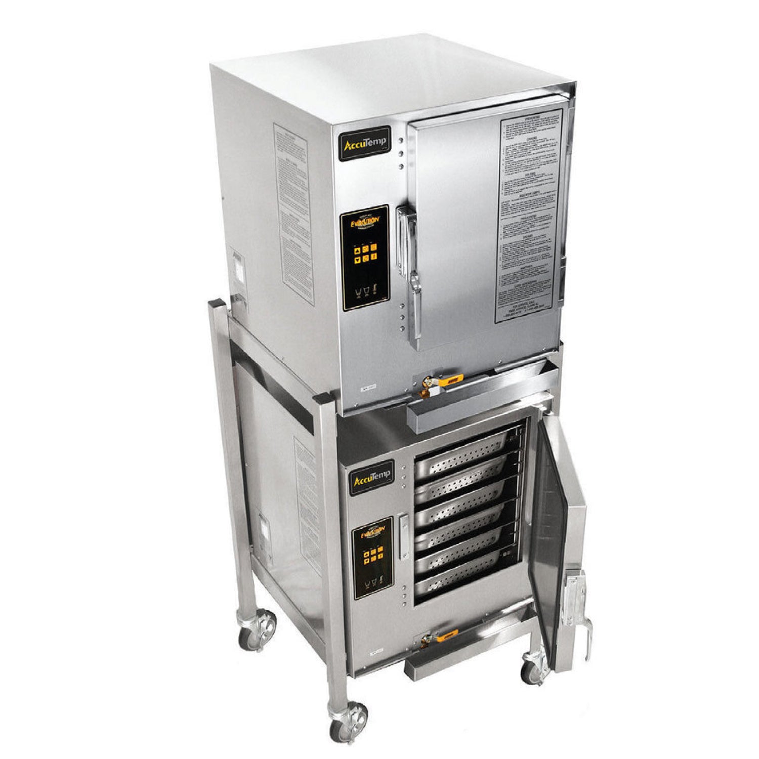 AccuTemp E62083E100DBL Commercial Double Stacked 12 Pan Electric Convection Steamer - 208V Freestanding for Restaurants, Catering & Food Service