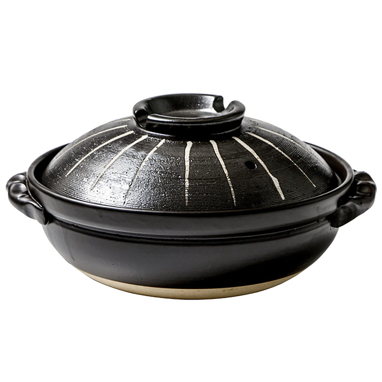 HUANGXING 2.5QT Ceramic Casserole Dish with Lid - Black Stovetop Safe Stew Pot, Clay Hot Pot, Soup Pan for Cooking - Oven & Dishwasher Safe, Easy to Clean - Perfect for Soups, Stews & Family Dinners (Small Size)