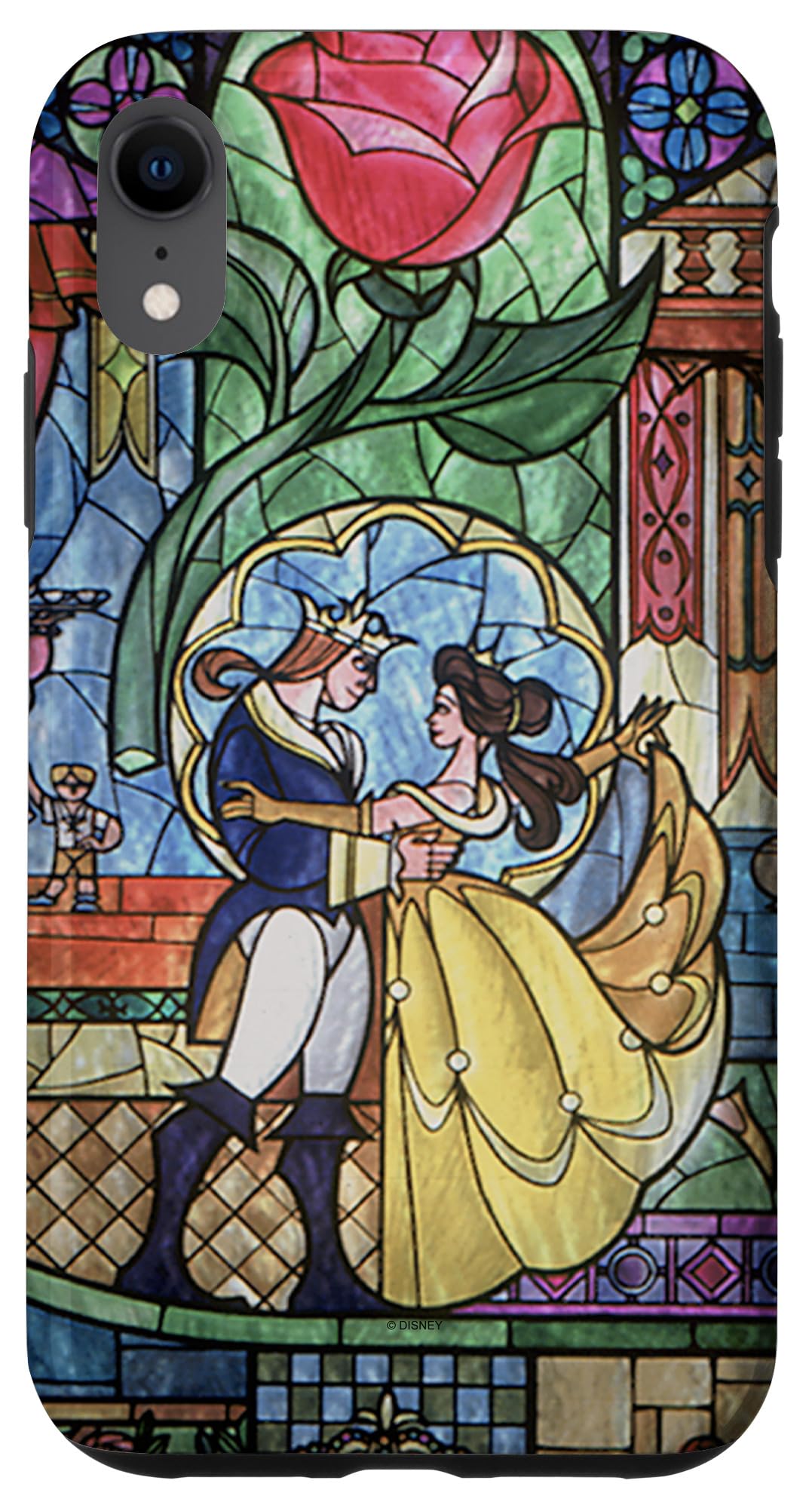iPhone XR Disney Beauty & The Beast Stained Glass Phone Case - Durable Protective Cover for iPhone XR with Unique Disney Princess Design - Perfect for Disney Fans, Gift Giving & Everyday Use