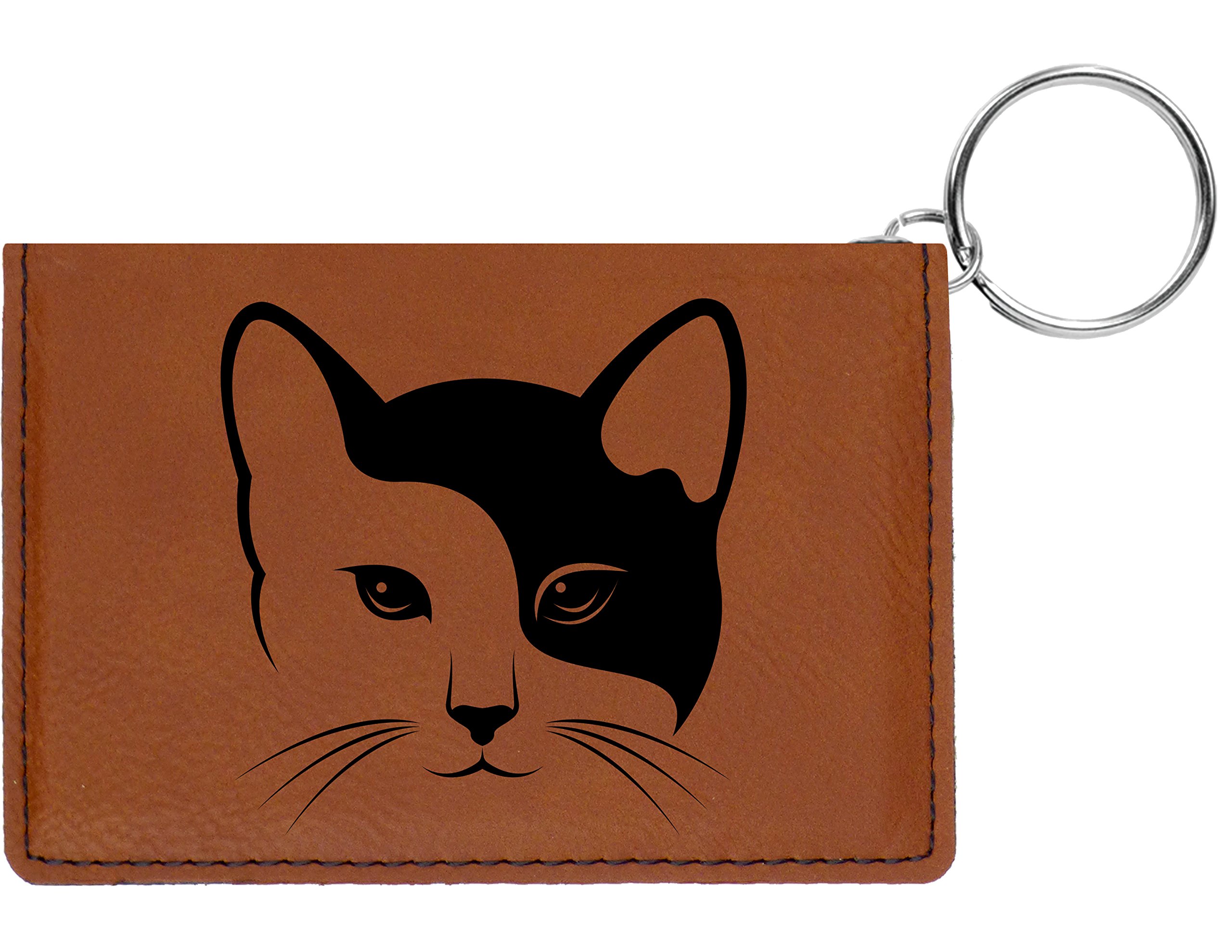 Yin Yang Kitty Laser Engraved Leatherette Keychain Wallet - Stylish Cat Design for Keys & Cards - Perfect Gift for Cat Lovers, Anime Fans & Kawaii Enthusiasts - Great for Everyday Use, Travel & Cosplay Accessories
