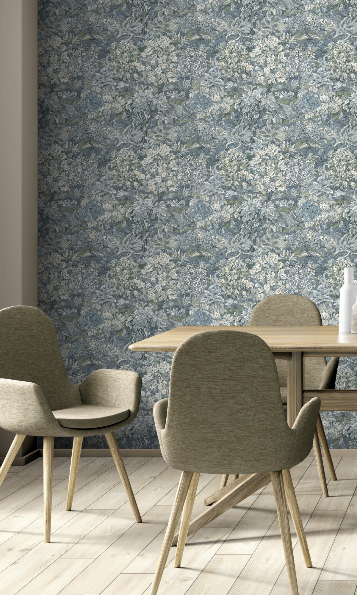 Blue Floral Foliage Peel and Stick Wallpaper R8801 - Self-Adhesive Removable Wallpaper for Bedroom, Living Room, Nursery & Home Decor