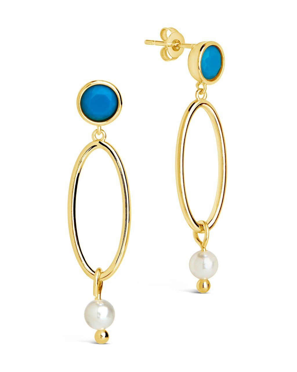 Ula Turquoise & Pearl Drop Stud Earrings – Handmade Bohemian Jewelry for Women – Perfect for Weddings, Parties & Everyday Wear