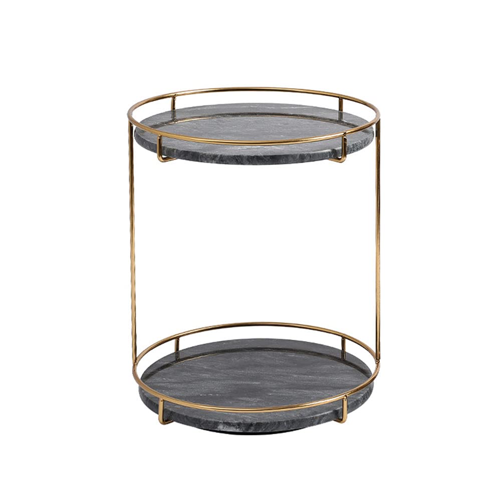 Rotatable Waterproof Marble Cosmetic Storage Organizer with Stainless Steel Display Stand - Perfect for Storing Makeup Brushes, Lipsticks & Beauty Tools in Bathroom or Vanity