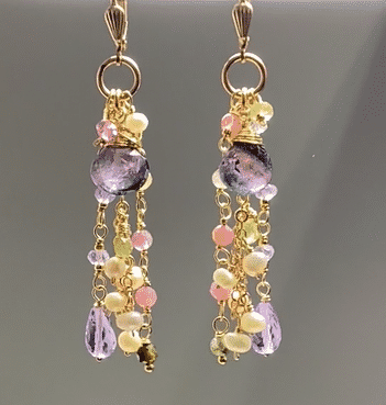 Plum Purple Tourmaline Pastel Gemstone Dangle Earrings for Women | Elegant Long Drop Earrings for Party, Wedding & Evening Wear | Hypoallergenic Sterling Silver Jewelry Gift