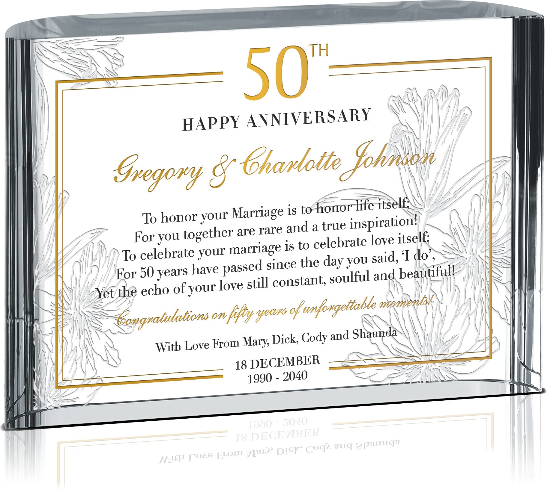 Custom 50th Wedding Anniversary Gift for Parents & Grandparents - Personalized Golden Anniversary Keepsake with Engraved Date - Thoughtful Present from Children or Friends - Perfect for Celebrating 50 Years of Marriage (M - 5x6) - Ideal for Anniversary Parties, Vow Renewals & Romantic Surprises