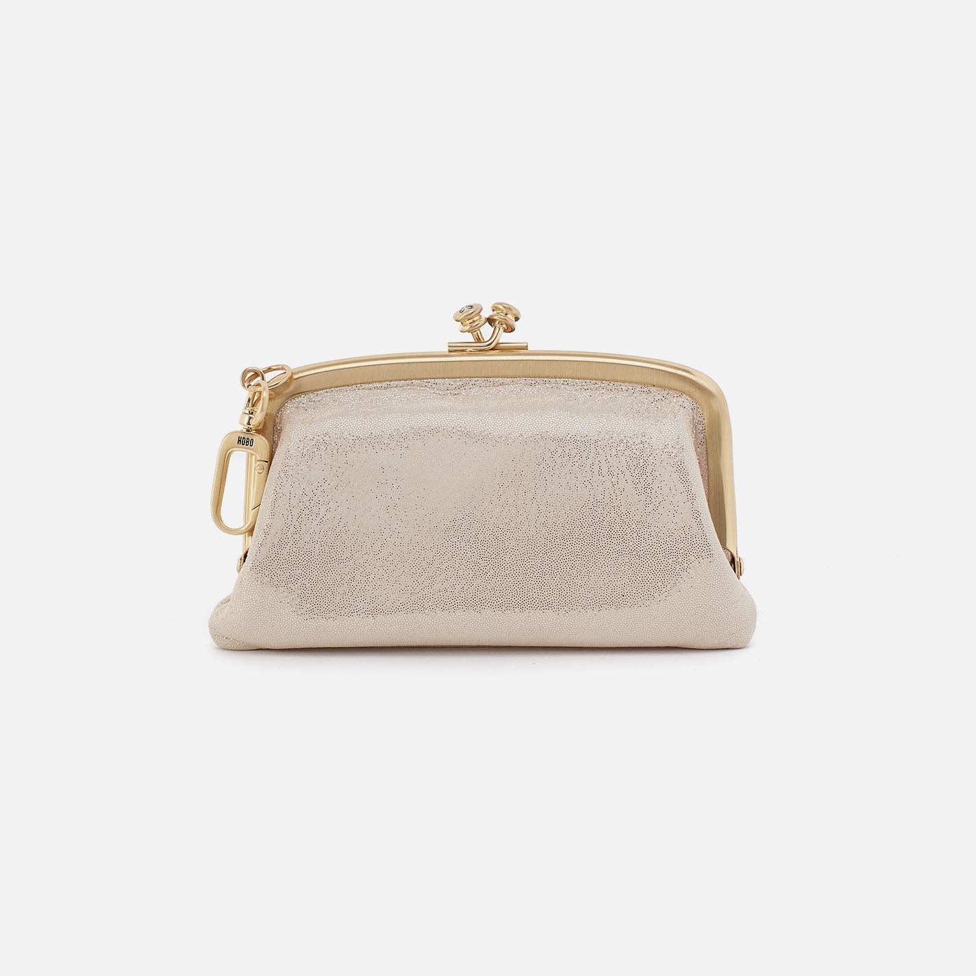 Stylish Metallic Leather Cheer Frame Pouch in Sand Shimmer - Perfect for Cheerleading Competitions, Gym Bags & Everyday Use