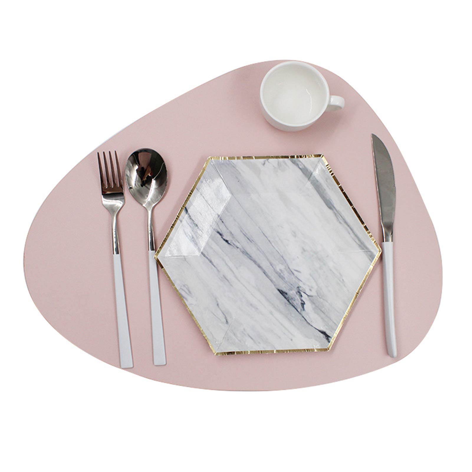 Premium Heat-Resistant & Stain-Resistant Place Mats Set of 4 - 17x13.4 Inch Nordic Style Irregular Dining Table Mats in Pink - Perfect for Dinner Parties, Holiday Gatherings & Everyday Dining