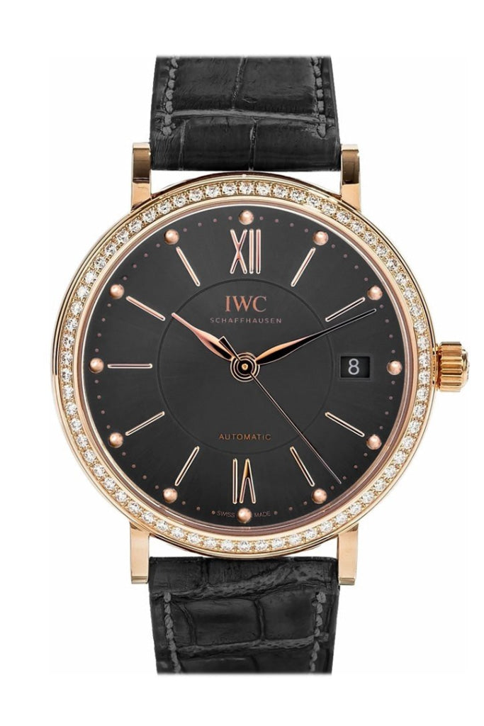 IWC Portofino Anthracite Dial Diamond Automatic 37mm Men's Watch IW458108 - Luxury Swiss Timepiece for Business & Formal Occasions