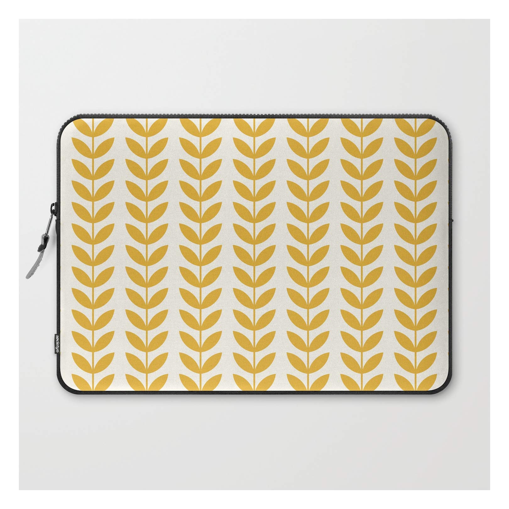 Scandinavian Mid Century Pattern Yellow Laptop Sleeve 15 Inch - Stylish Protective Case for MacBook & Notebooks - Perfect for Office, School & Travel