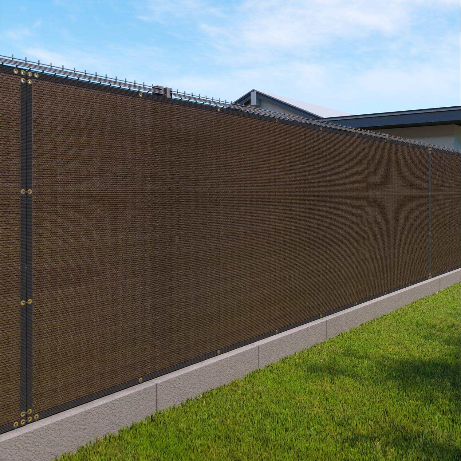 6' x 101' Brown Privacy Fence Screen with Bindings & Grommets - 85% UV Block Windbreak Mesh for Chain Link Fences | Outdoor Garden, Patio, Pool & Sports Field Wind Protection
