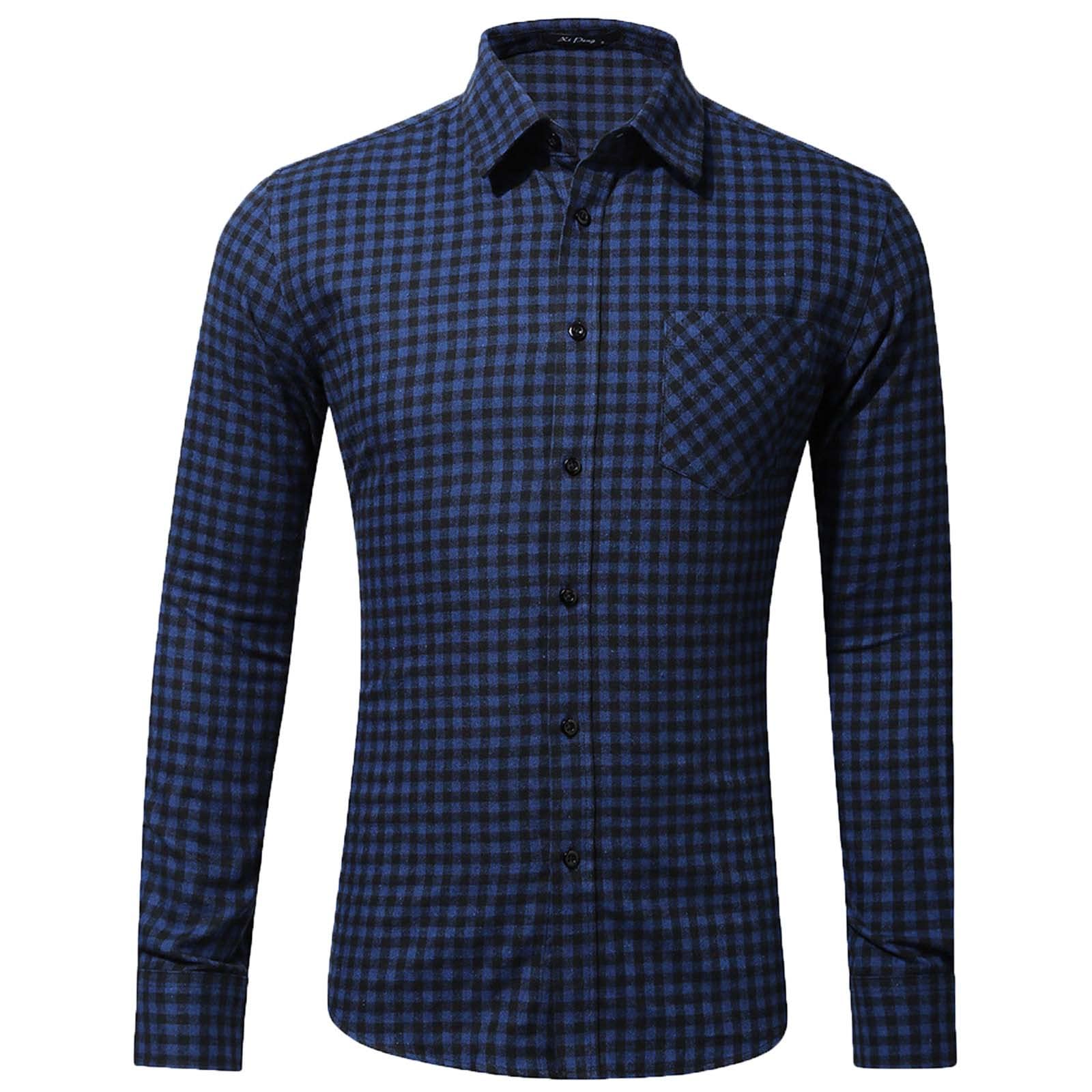 Men's Slim Fit Long Sleeve Button Down Shirt with Lattice Pocket - Casual Fashion Top for Spring & Autumn - Perfect for Outdoor Activities, Work & Date Nights