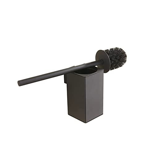 Stainless Steel Toilet Brush with Wall Mount Holder - Durable 304 Metal Bathroom Cleaning Brush Set for Toilet & Shower - Perfect for Home, Hotel, and Office Use (Black)