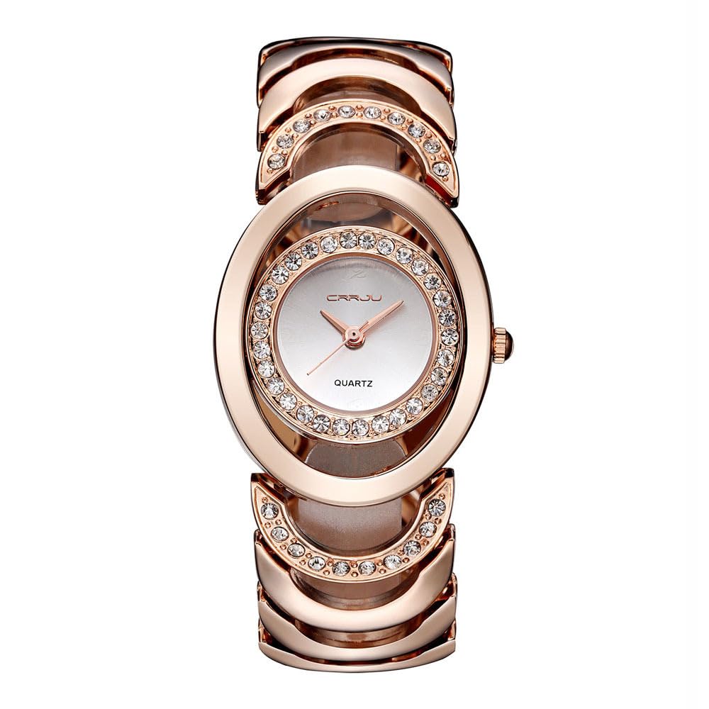 Findtime Women's Gold Bangle Watch - Elegant Cuff Bracelet Watch for Ladies - Fashionable Wristwatch for Daily Wear, Office & Special Occasions