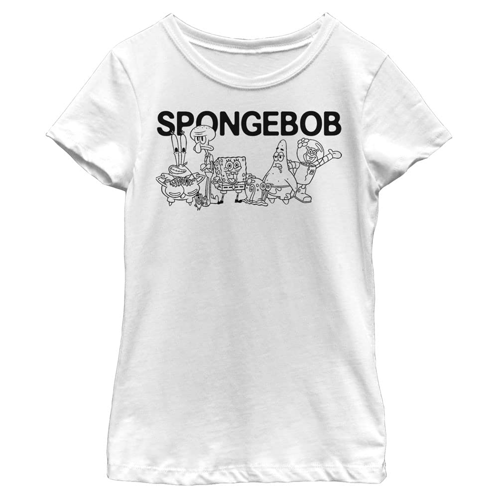 SpongeBob SquarePants Girls' Short Sleeve T-Shirt | Nickelodeon Cartoon Character Crew Tee | Perfect for School, Playdates & Birthday Parties