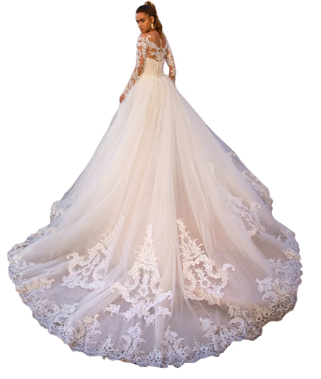 SYYS 2023 Lace Appliqued Wedding Dresses for Bride - Elegant Chiffon Beach Wedding Gown for Women SYYS337 | Perfect for Beach, Destination & Outdoor Ceremonies