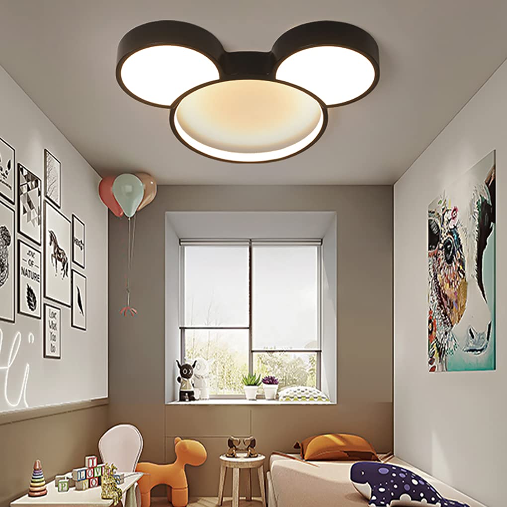 Modern LED Ceiling Light - XINDAR Acrylic Cartoon Mickey Mouse Flush Mount Light with Stepless Dimming | Perfect for Kids Room, Girls Room, Boys Room, Nursery & Bedroom Decor | Creates Fun & Cozy Atmosphere for Playtime & Sleep